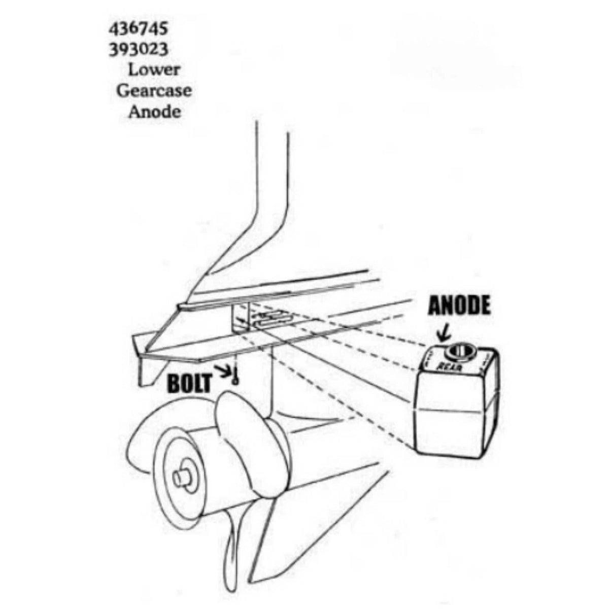 393023 436745 Aluminum Anode for Evinrude Johnson Outboard Engine 60HP-300HP