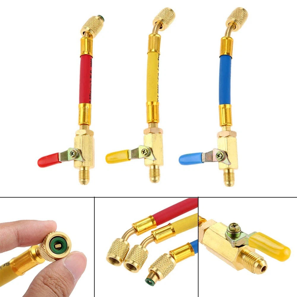 3Pcs Charging Hoses for AC Service Kit (R134A, R410A, R22, R12)