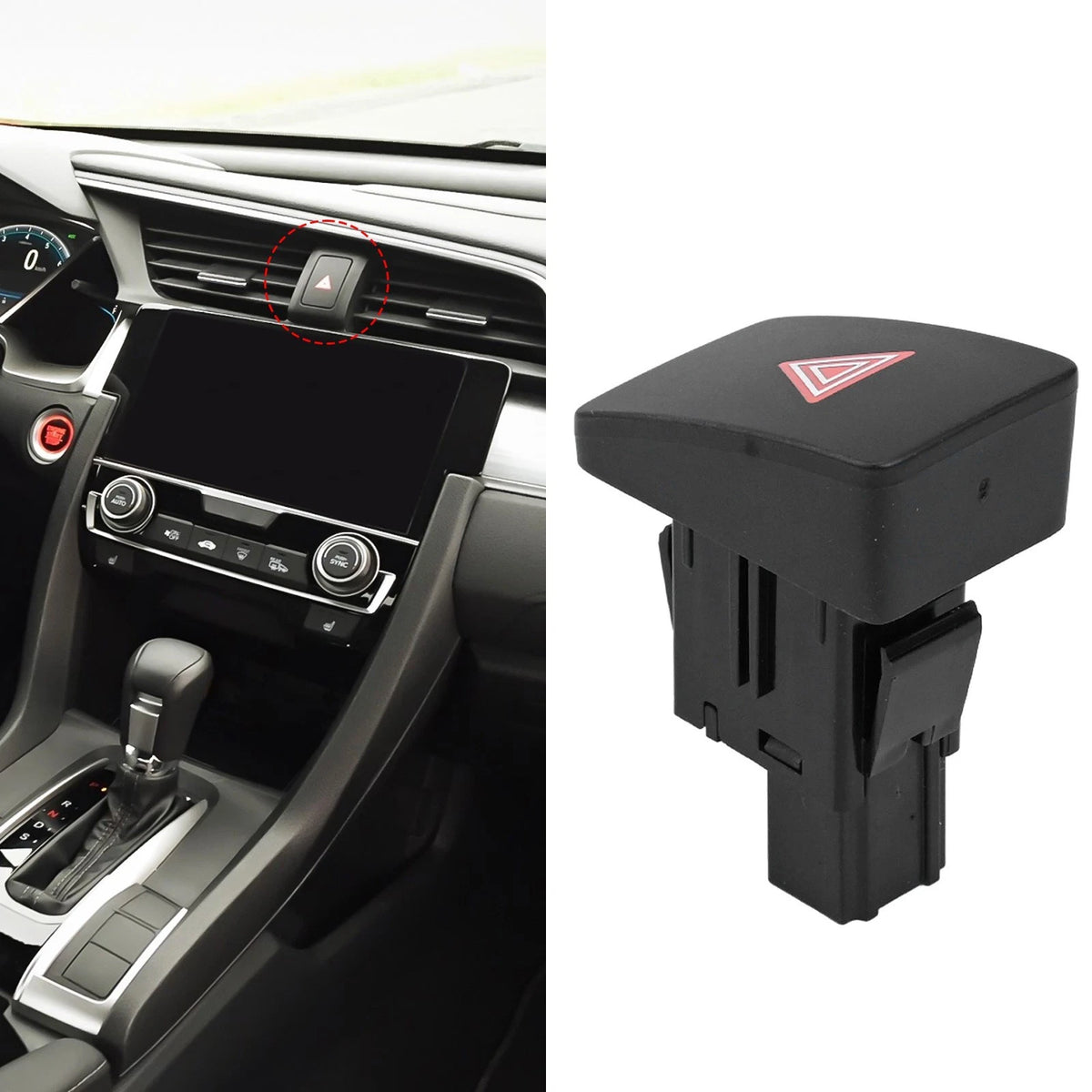 Center Console Hazard Switch Button Assembly for Honda Civic