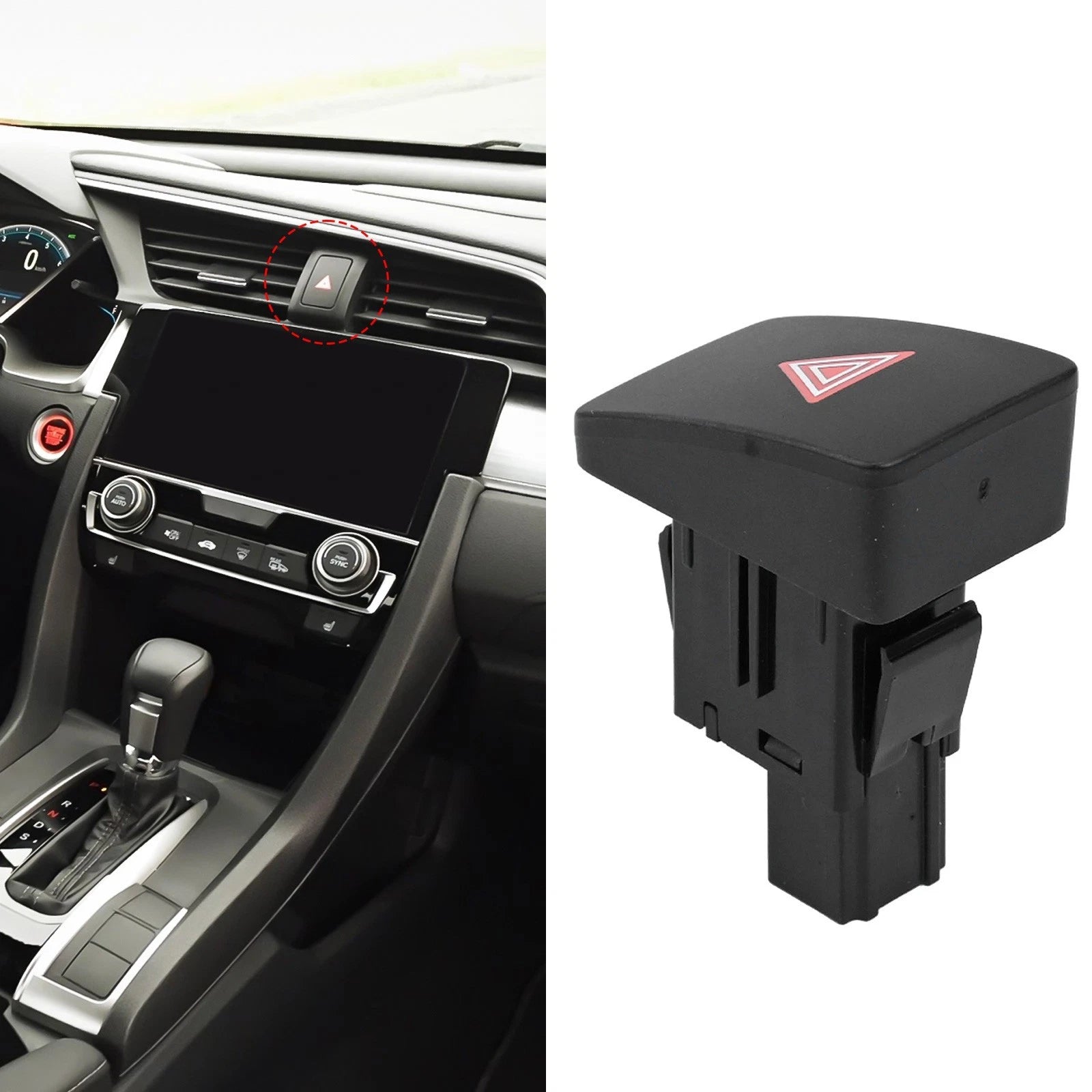 Center Console Hazard Switch Button Assembly for Honda Civic