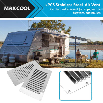 2X Stainless Steel Rectangular 14 Louvre Air Vents for Caravan Boat