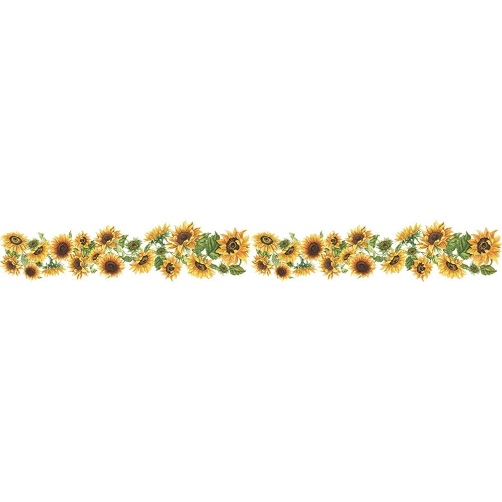 Wall Sticker Sunflower Edge Line for Home Decor (Removable, Matte)