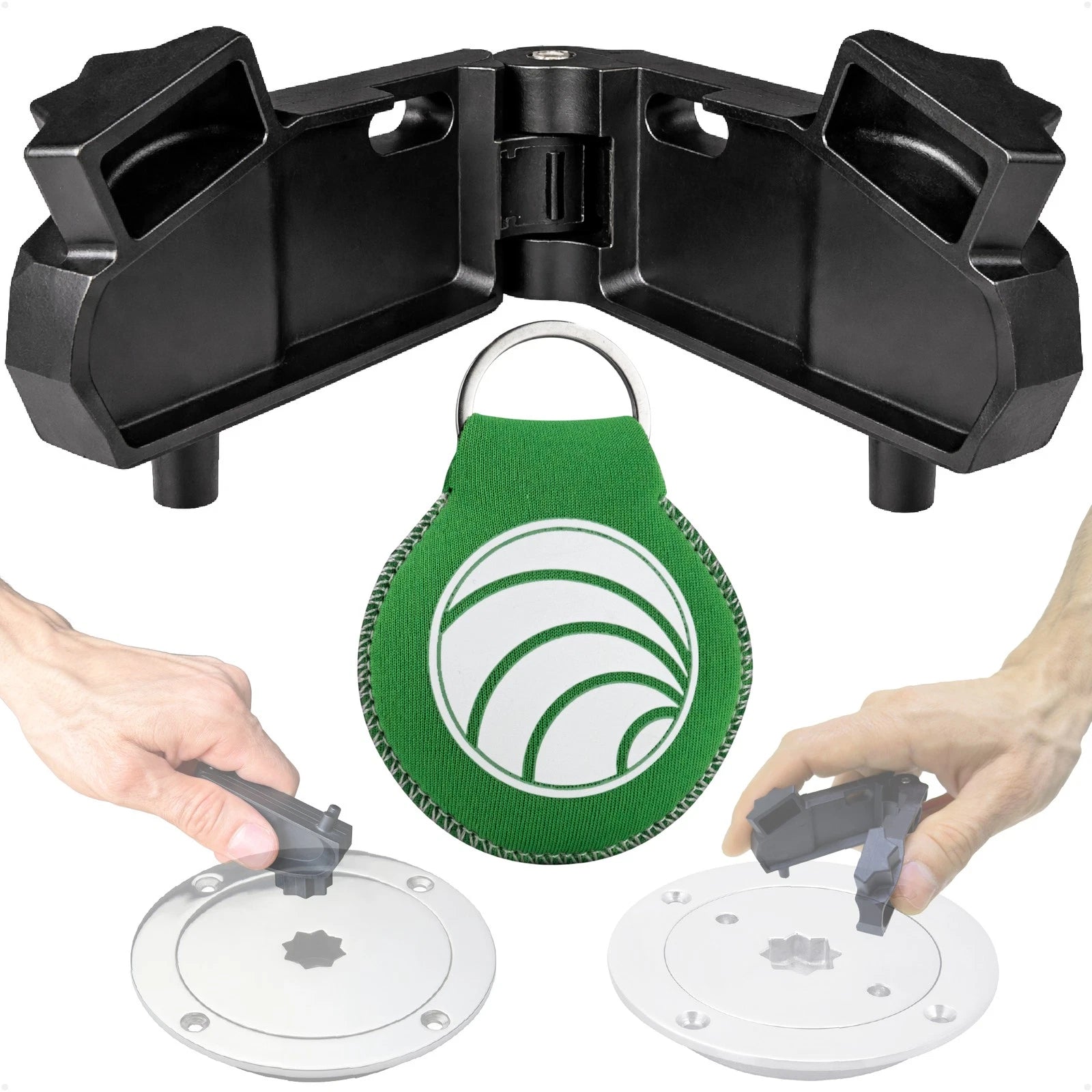 Adjustable Universal Deck Plate & Fill Key with Floating Green Keychain
