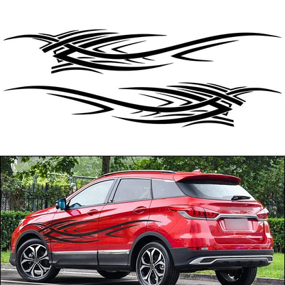 Set of 2 Vinyl Flame Racing Sports Stripe Decals for Car Body Side