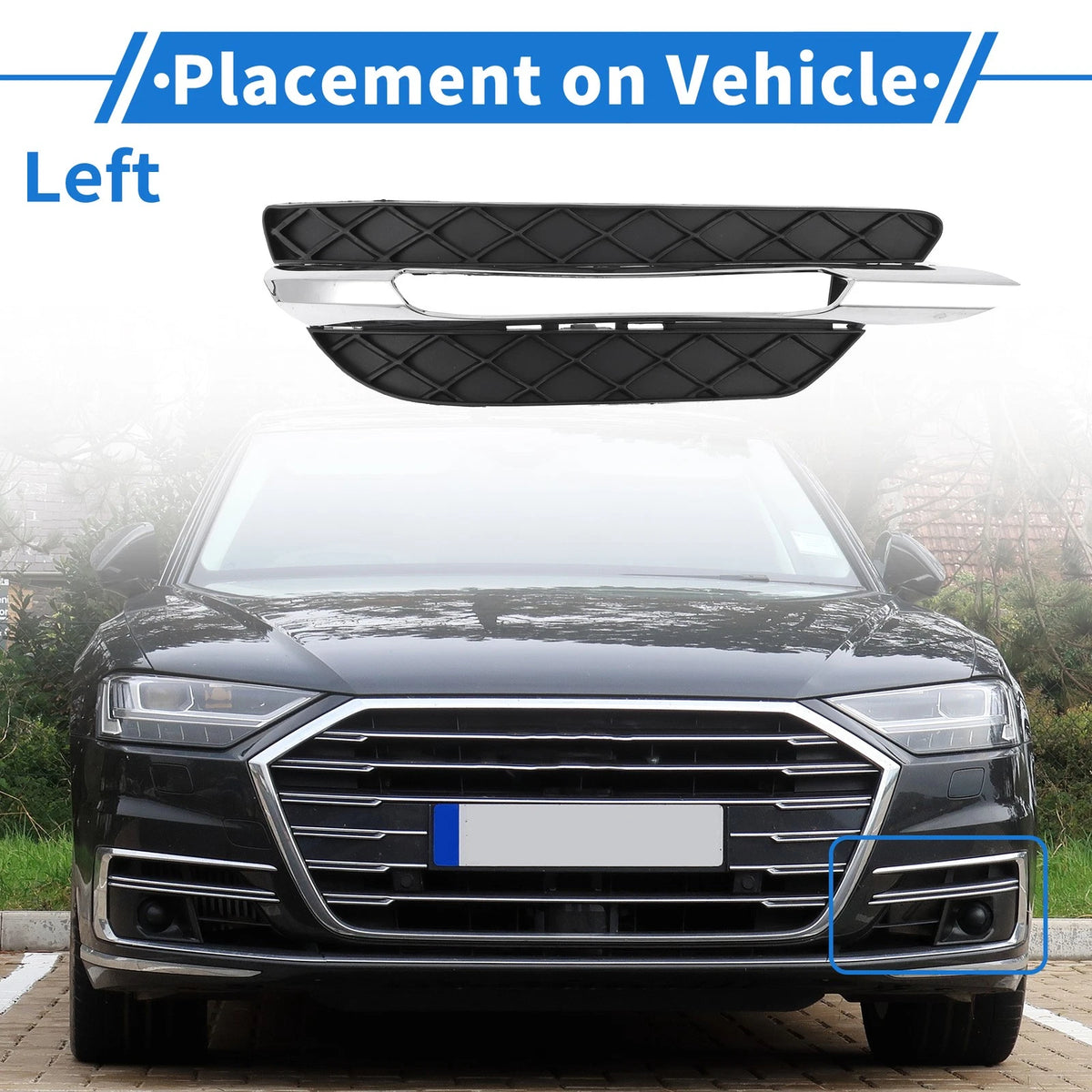 Front Left Fog Light Grill Replacement for Mercedes-Benz C300 (2008–2021)