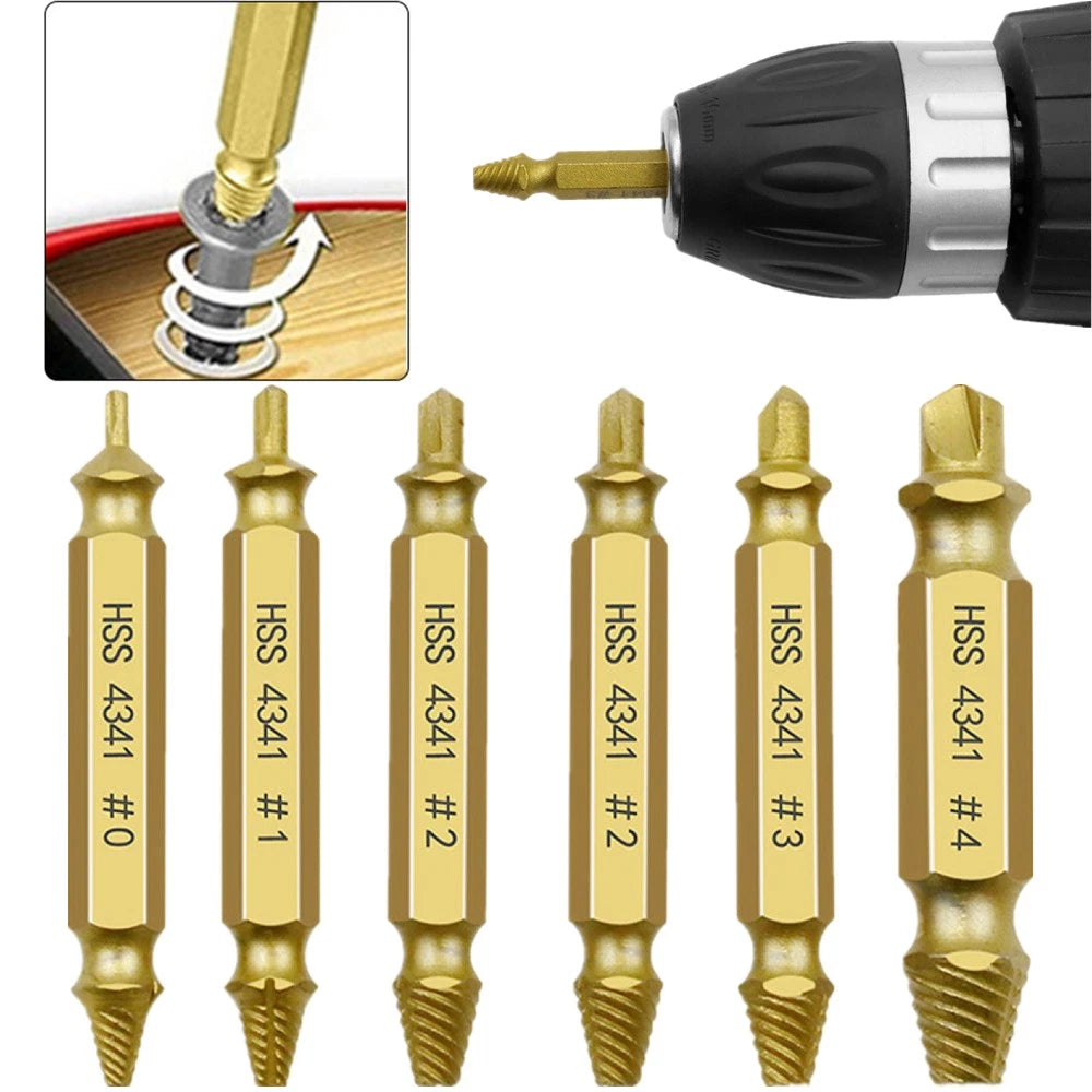 6-Piece Screw Extractor Set for Automotive Bolt Removal Tool