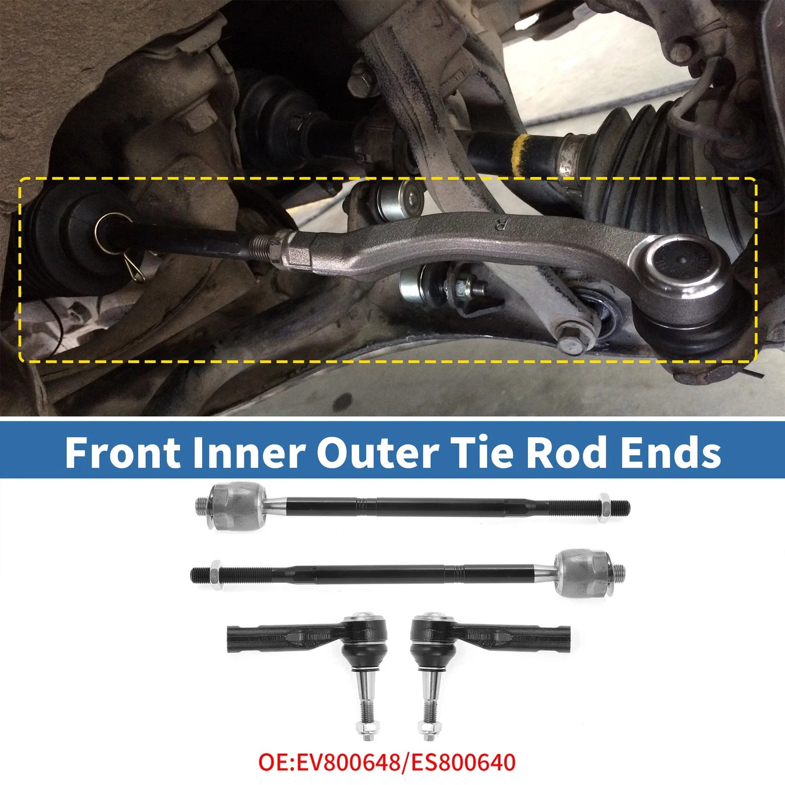 4pc Front Inner Outer Tie Rod End Link for Chevrolet Equinox (2010–2017)