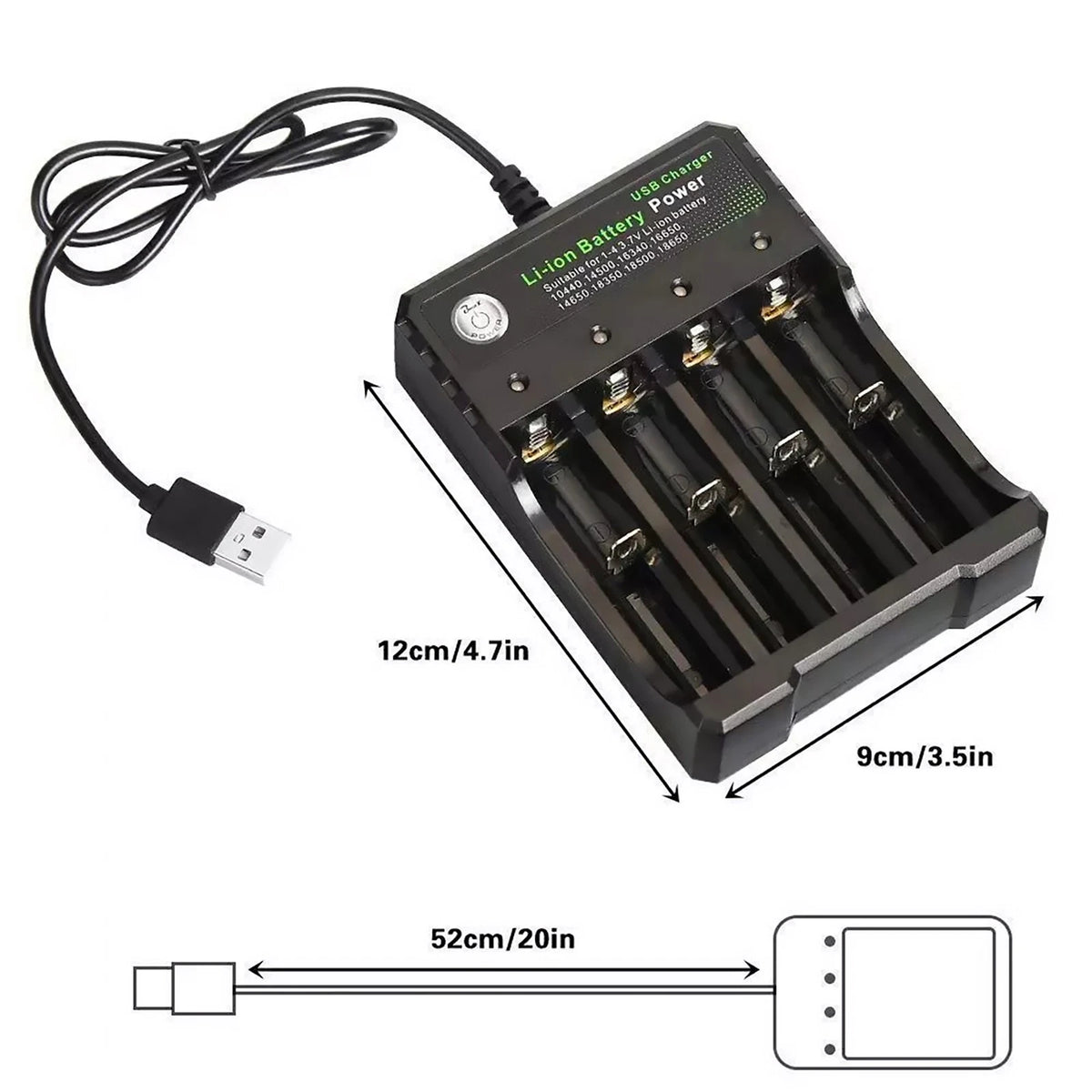 4 Slot USB 3.7V Lithium Battery Charger