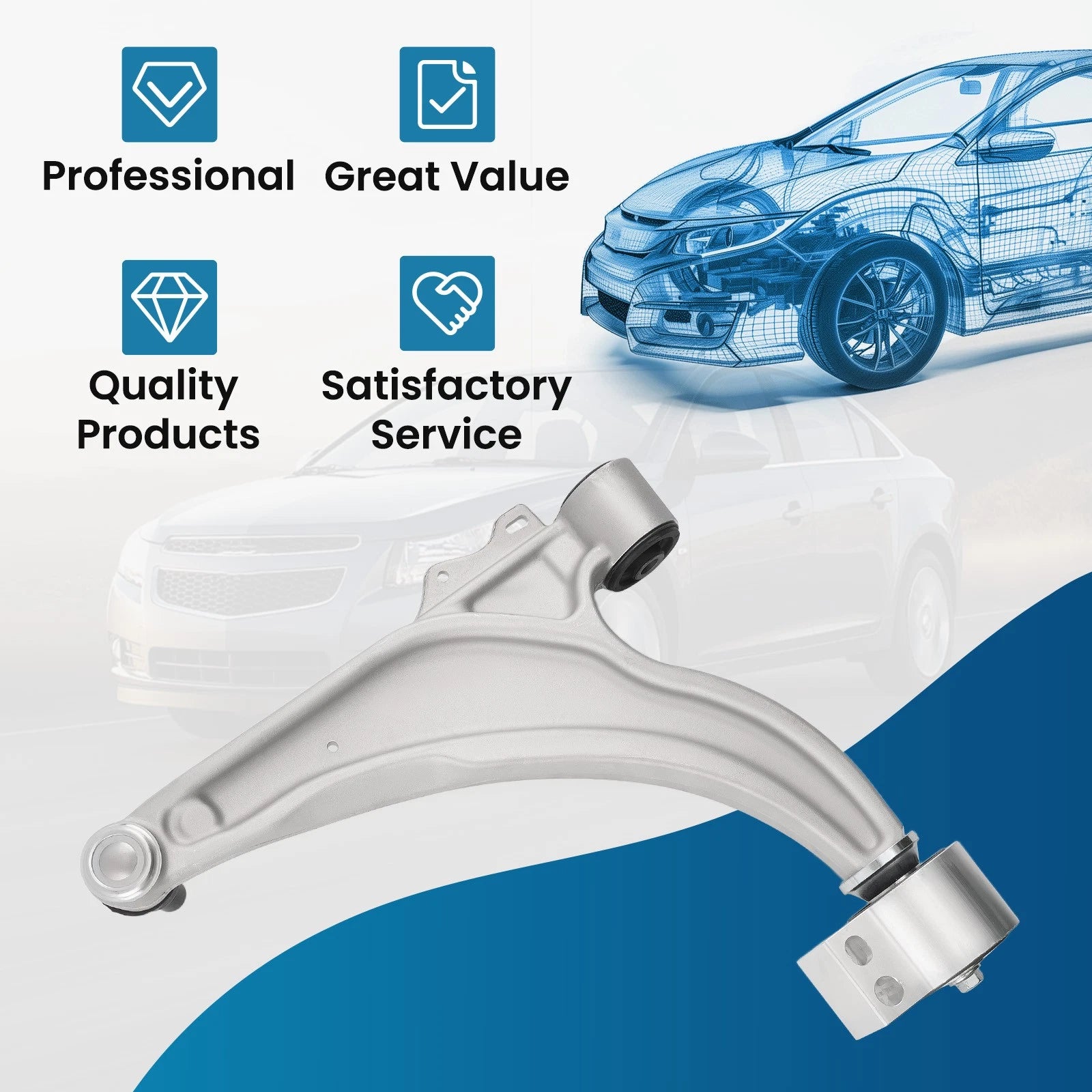 Front Right Lower Control Arm for Buick Verano (2012–2017), Chevy Cruze (2011–2015)