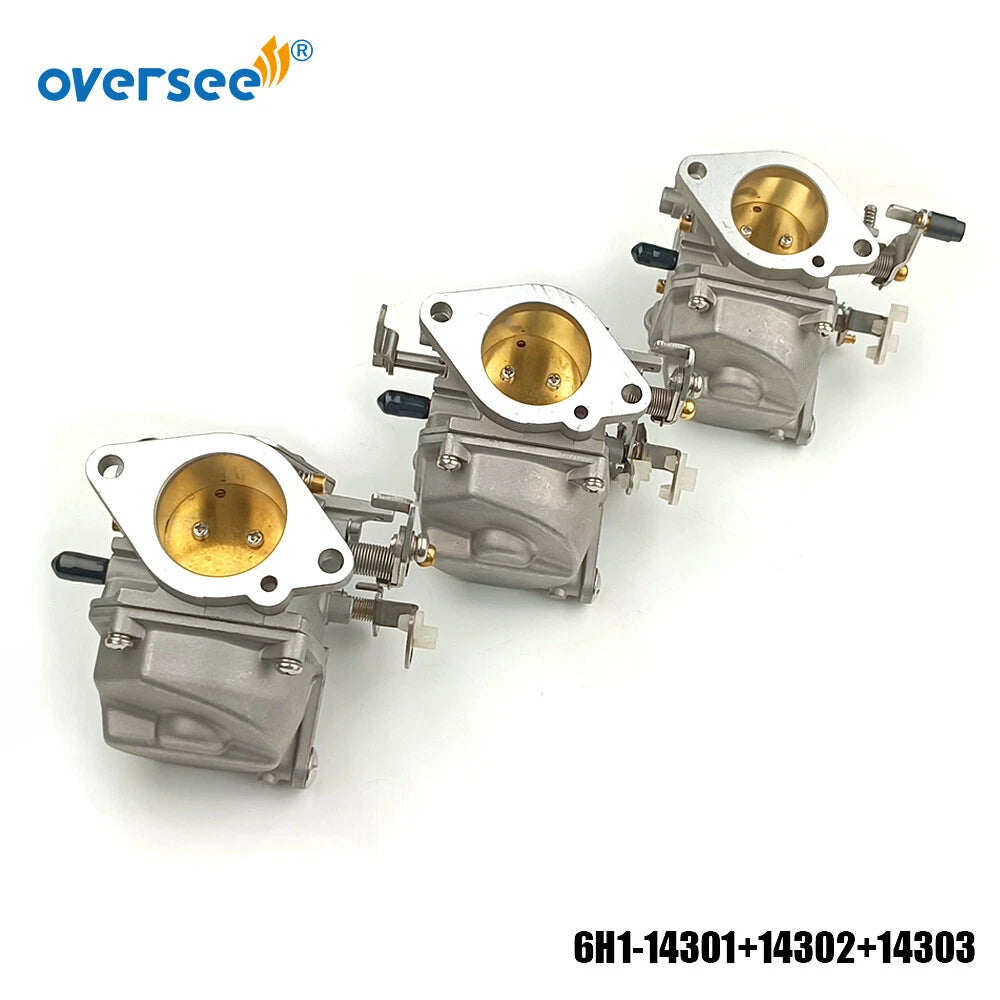 Set of 3 Carburetor Assy for Yamaha 90HP Outboard (6H1-14301/14302/14303)
