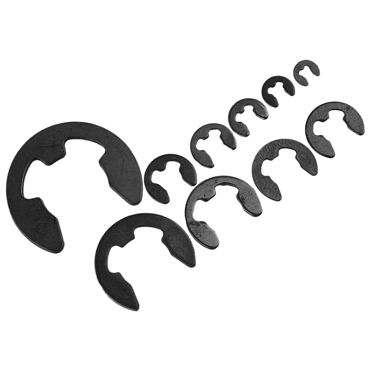 Set of 580 E Clip Snap Circlips 1.5-10mm Black Carbon Steel