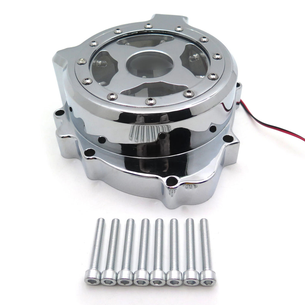 Chrome Left Engine Stator Cover w/ Blue LED for Honda CBR 600RR (2003–2006)