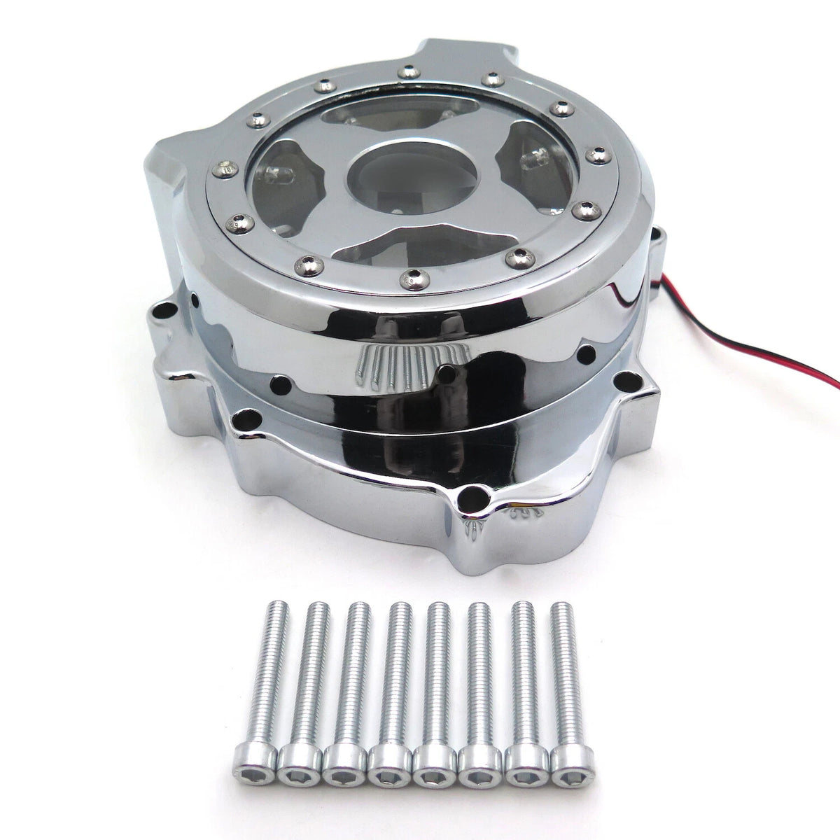 Chrome Left Engine Stator Cover w/ Blue LED for Honda CBR 600RR (2003–2006)