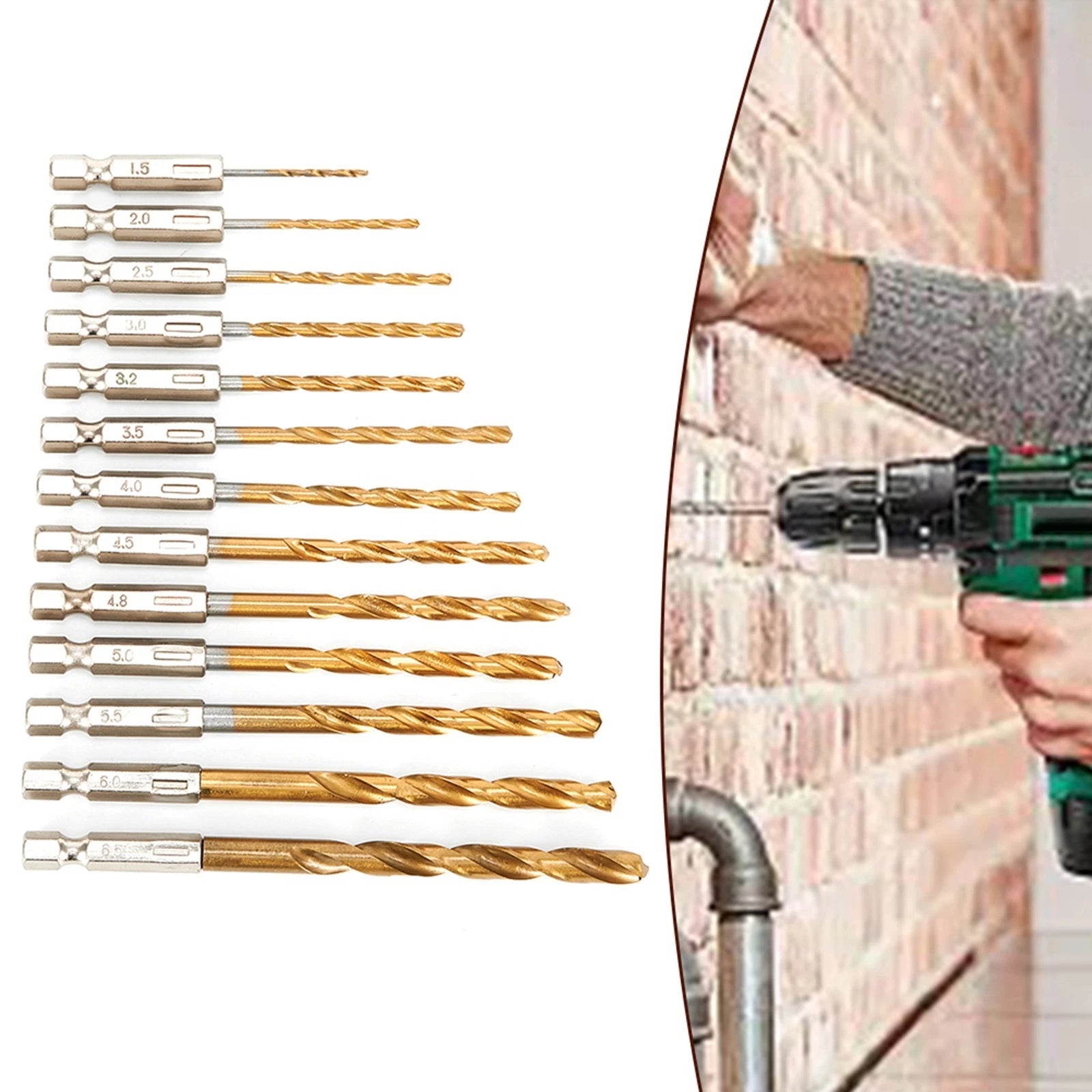13pcs 1.5mm-6.5mm HSS Drill Bit Set for Hexagon Shank Tools