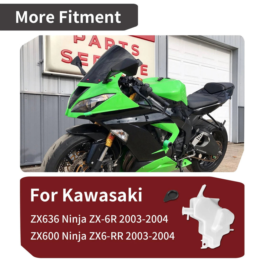 Coolant Reservoir Tank w/Cap for Kawasaki Ninja ZX6R ZX6RR (43078-1186, 11065-1093)