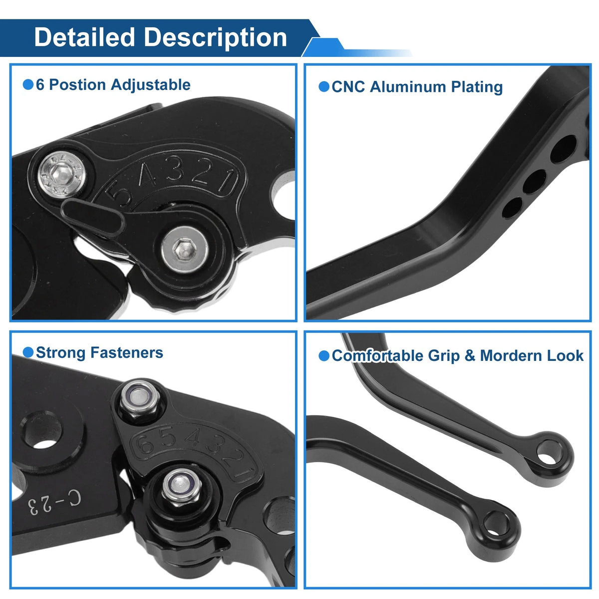 Adjustable Short Brake Clutch Lever for Aprilia Dorsoduro 900 (2017–2020) Black