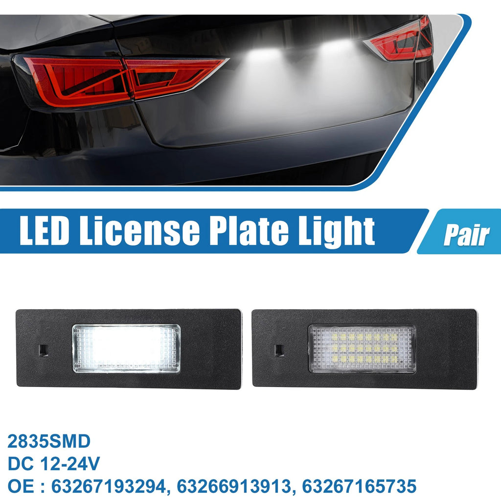 License Plate Light Assembly White LED Pair for BMW (2008–2018)