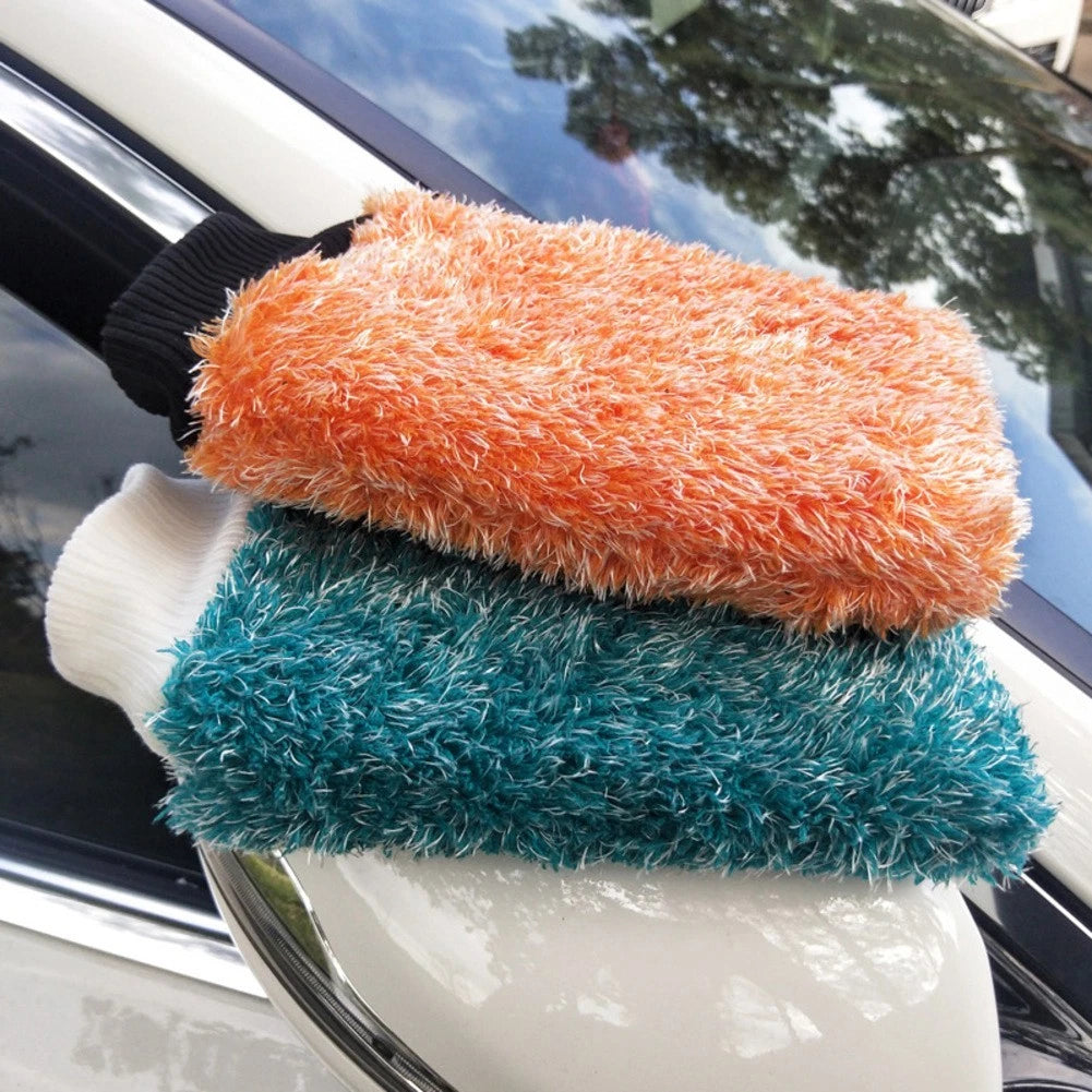 2X Auto Wash Gloves for Car Cleaning Mitts (High Density Soft Sponge)