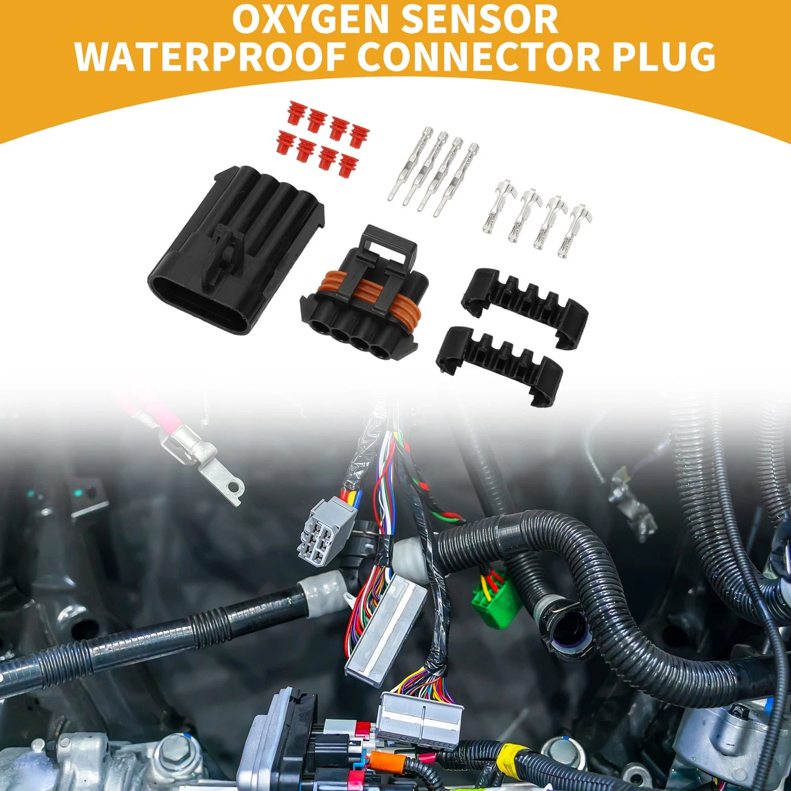 Set of 4 Pin Oxygen Sensor Waterproof Connector Plug for Buick