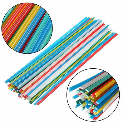 50Pcs Plastic Welding Rods Kit for Automotive Repairs (White/Yellow/Red/Blue/Green)