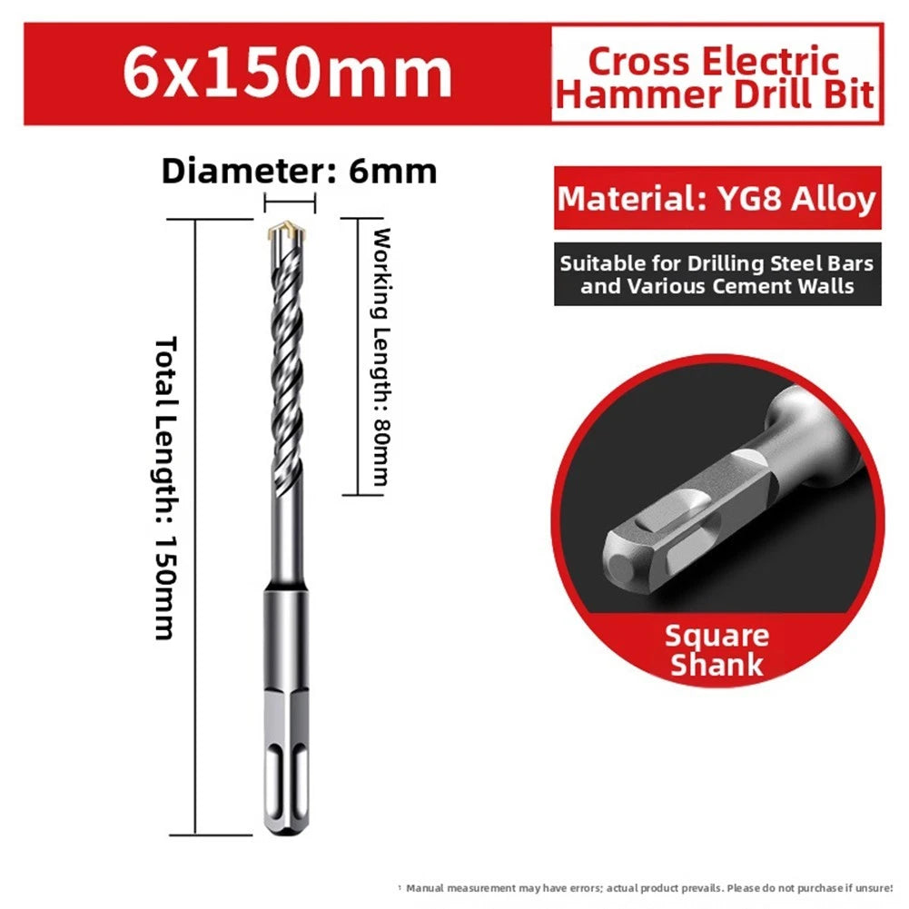 2X Hammer Drill Bit Carbide Tip Double Groove Cross Type Design