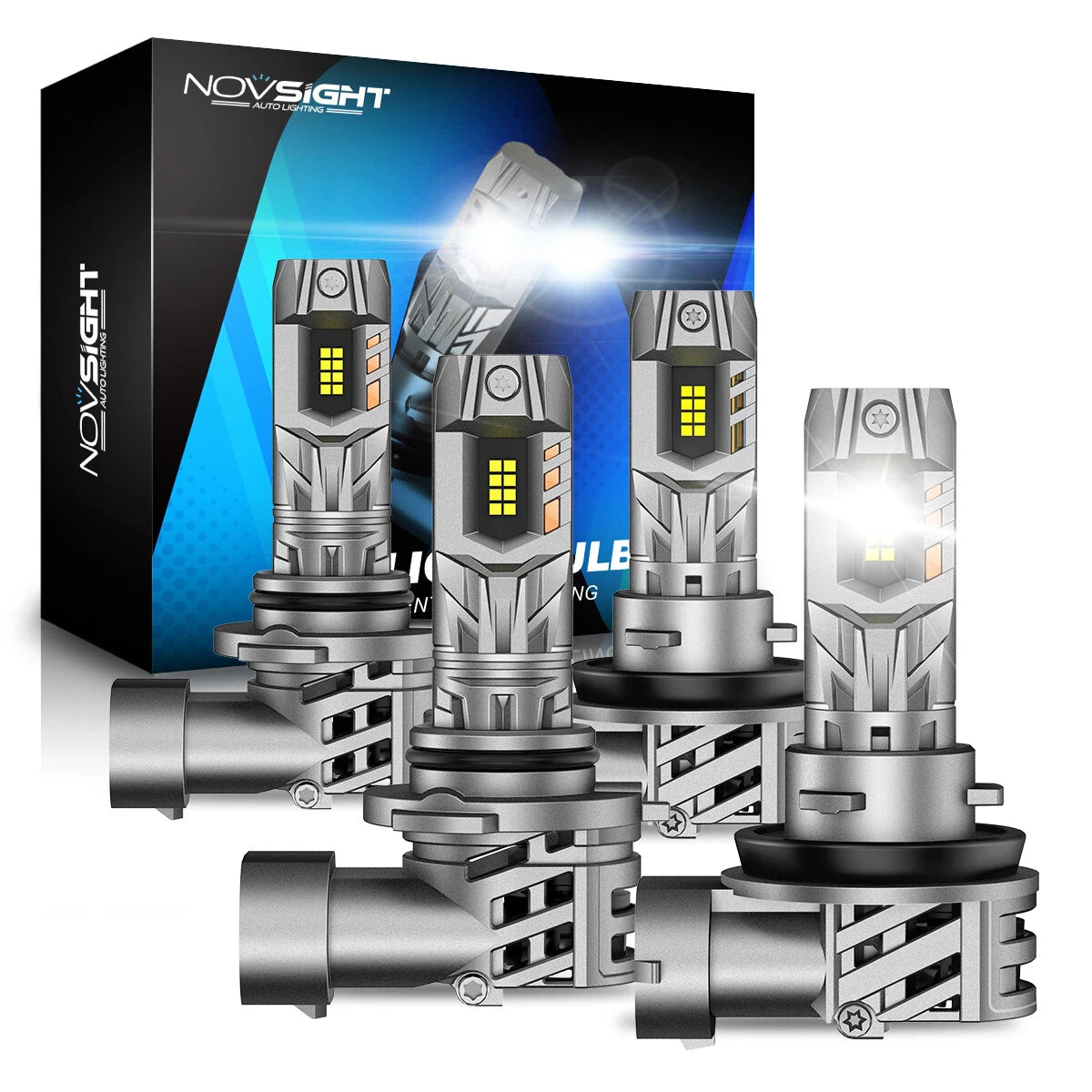 4X Novsight 9005 + H11 LED Headlight Bulb Kit for High Low Beam