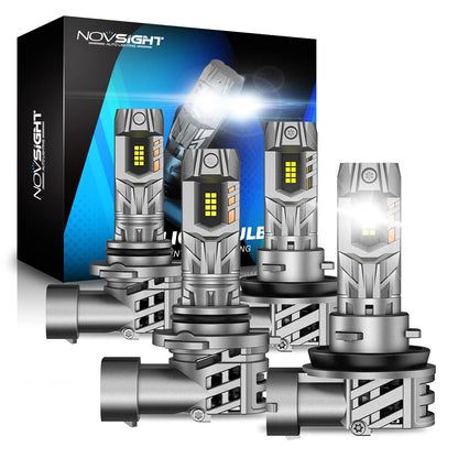 4X Novsight 9005 + H11 LED Headlight Bulb Kit for High Low Beam