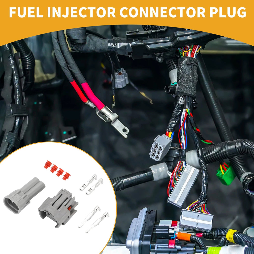 2 Pin Fuel Injector Connector Plug for Toyota 1 Set Plastic Gray (2007–2016)
