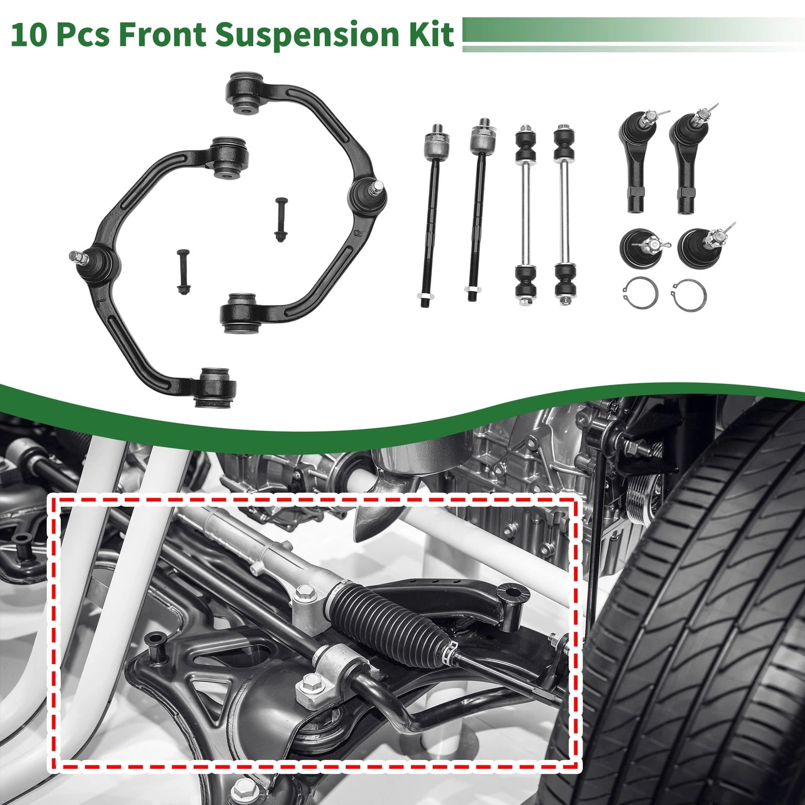 10 Pcs Front Upper Control Arms Replacement for Ford Ranger 2WD (1998–2011)