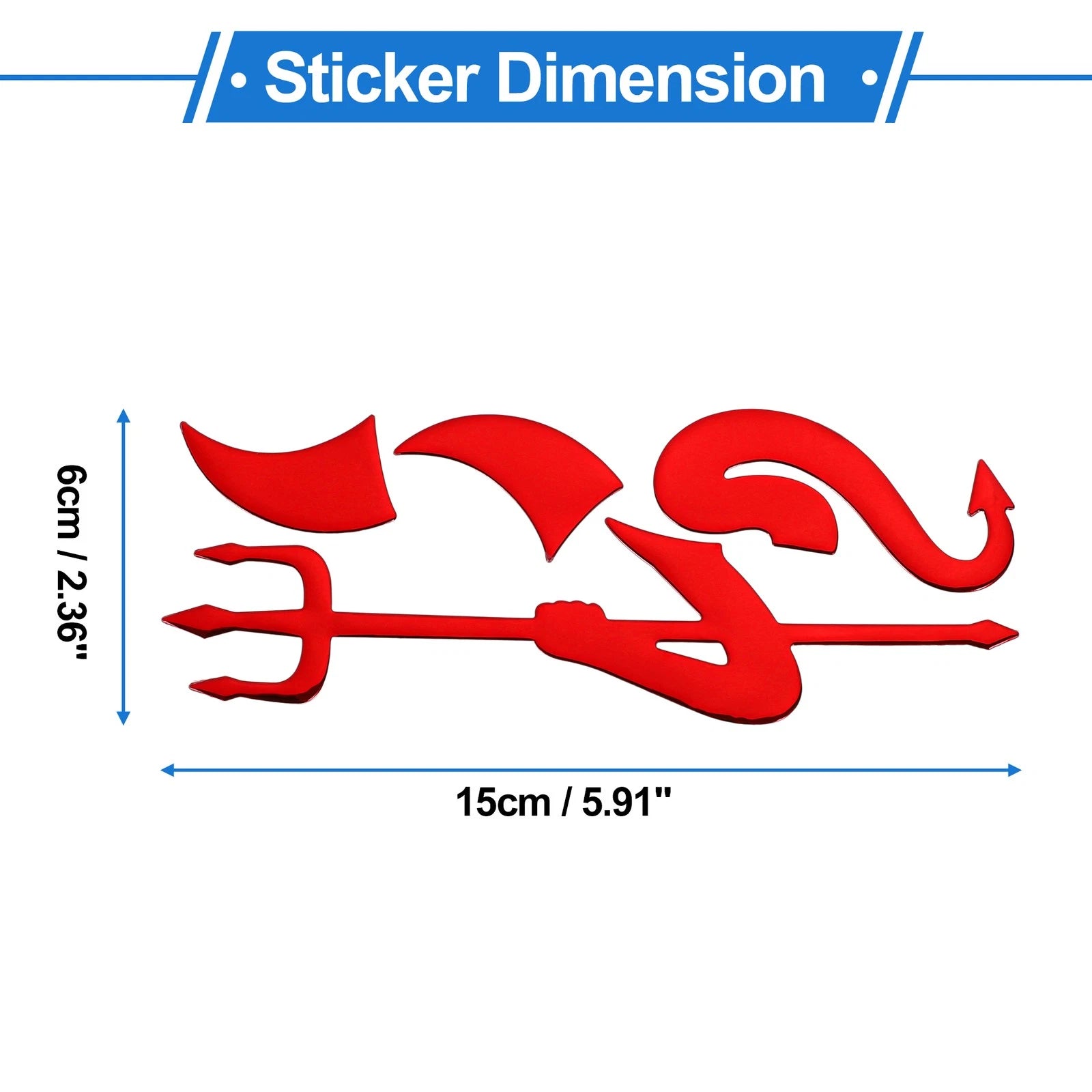 Devil Fork Pattern Bumper Sticker Decal for Car (15x6cm) Waterproof Rubber