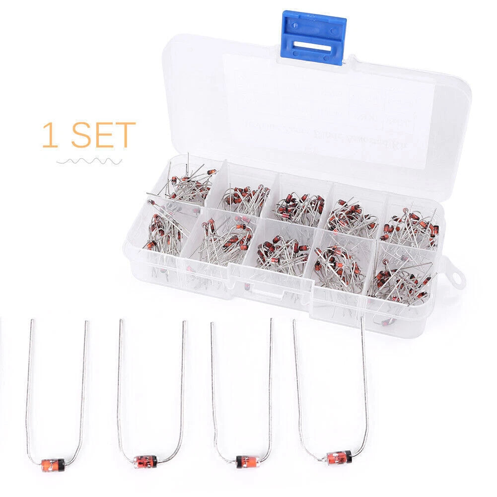 200 PCS 1W Zener Diode Kit for Assorted Applications (1N4738–1N4748, 8.2V–22V)