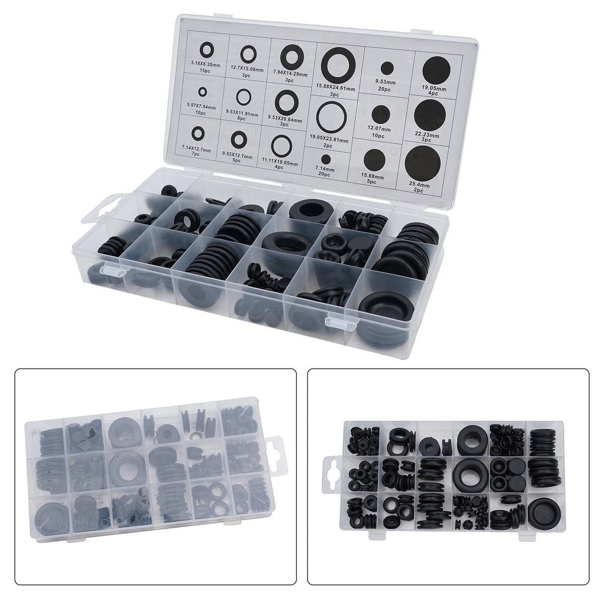 125Pcs Rubber Wiring Grommet Assortment Kit for Universal Applications