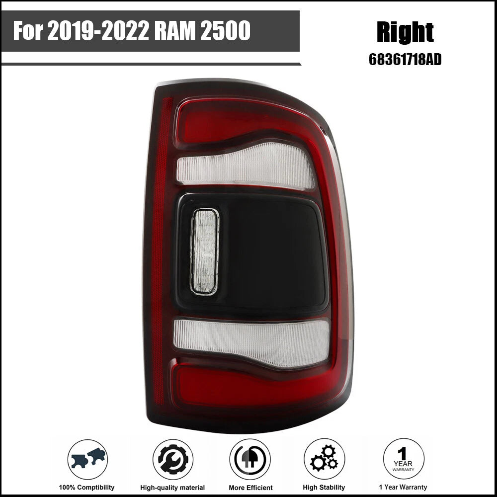 Right Passenger Side Taillight for RAM 2500 (2019–2022) Red LED Outer Lamp