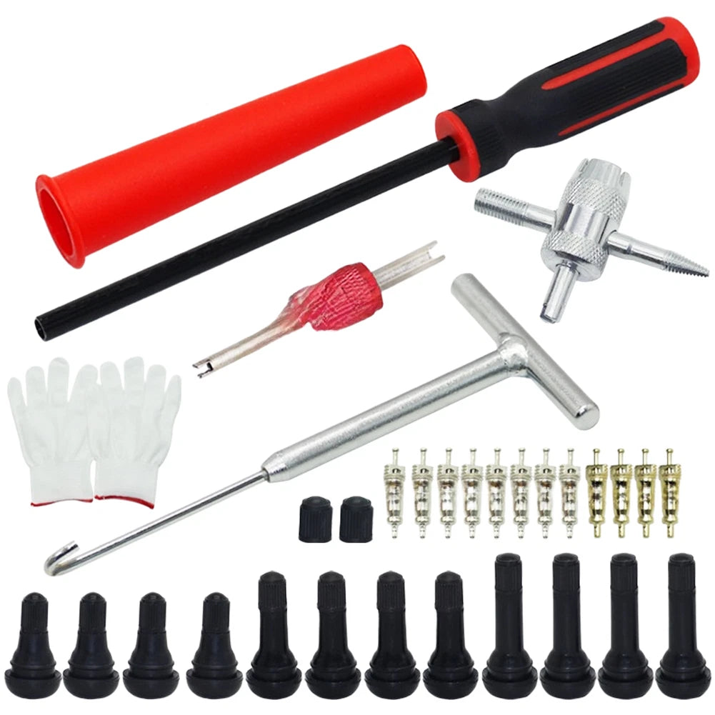 Valve Stem Tool Kit with T-Hook Steel Tools and Nylon Positioning Tubes