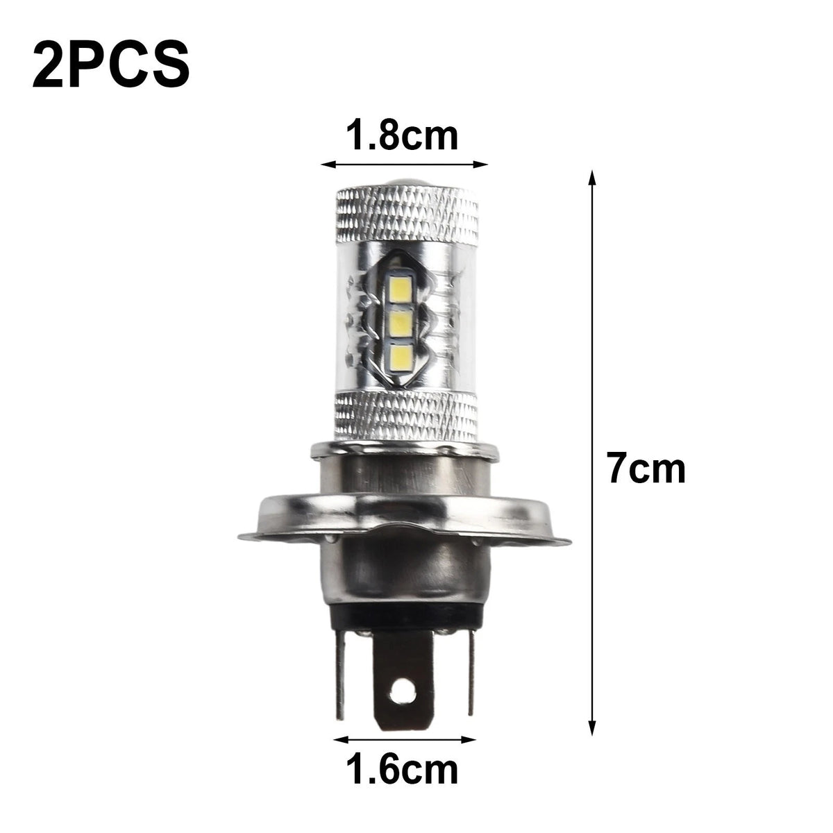 2X H4 Fog Lights for Motorcycle 12V 6000K Hi/Lo (74.5 cm)