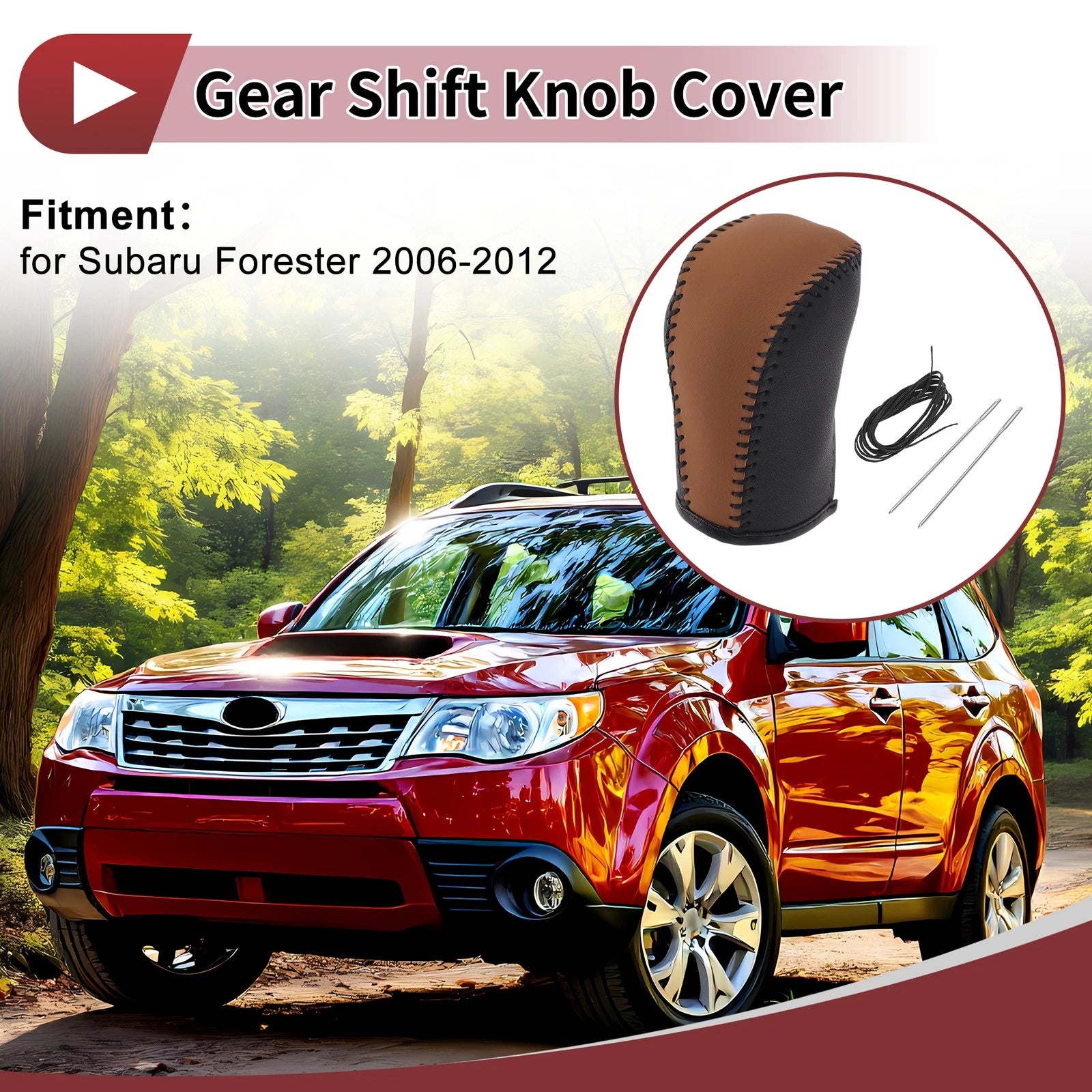 Gear Shift Knob Cover Replacement for Subaru Forester (2006–2012) Brown