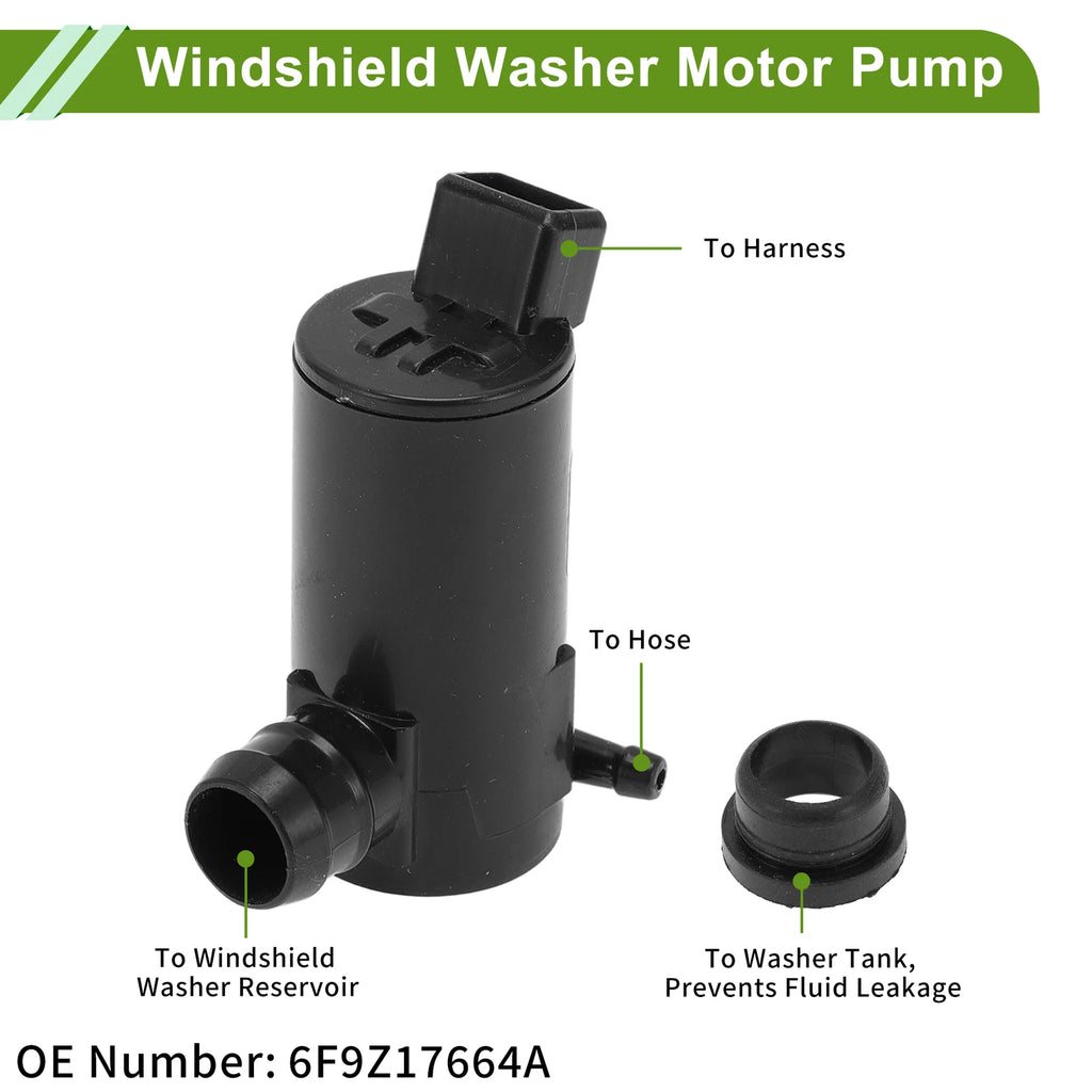Windshield Washer Pump w/Grommet for Ford (No. 6F9Z17664A)