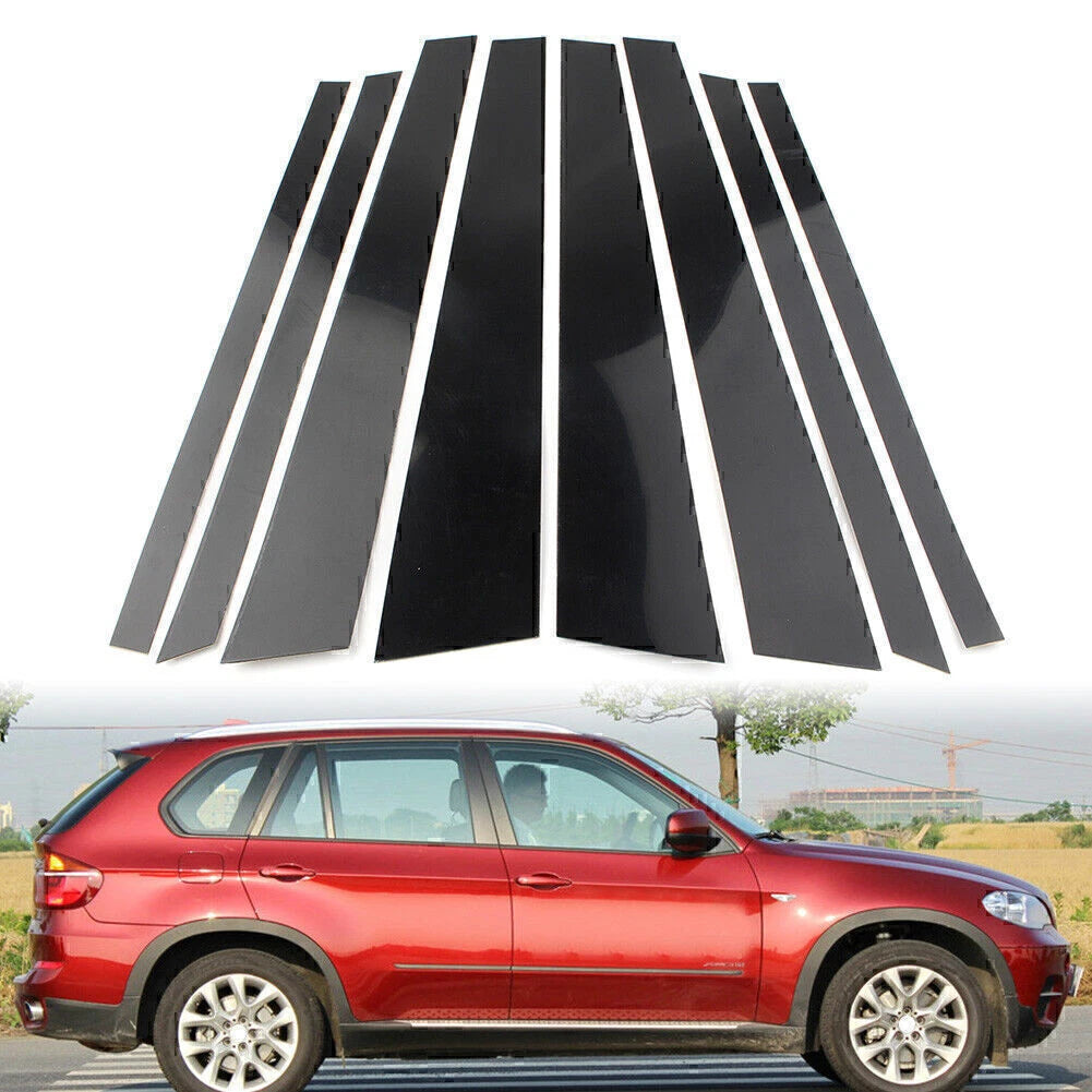Set of 8 Door Trim Pillar Posts Black Cover for BMW X5 E70 (2007–2013)