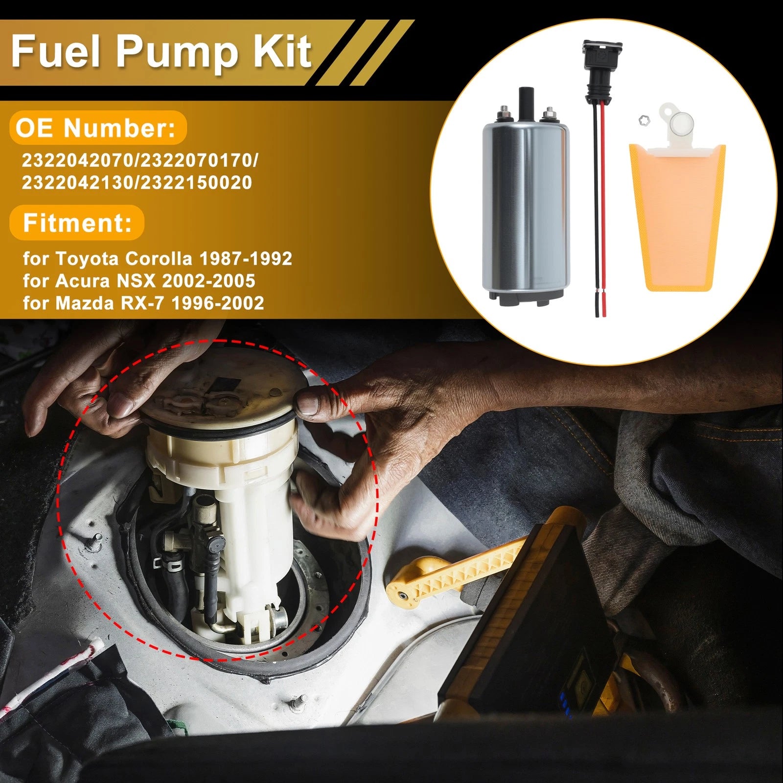 Fuel Pump for Toyota Corolla 1987–1992 Replacement Metal Electric Set