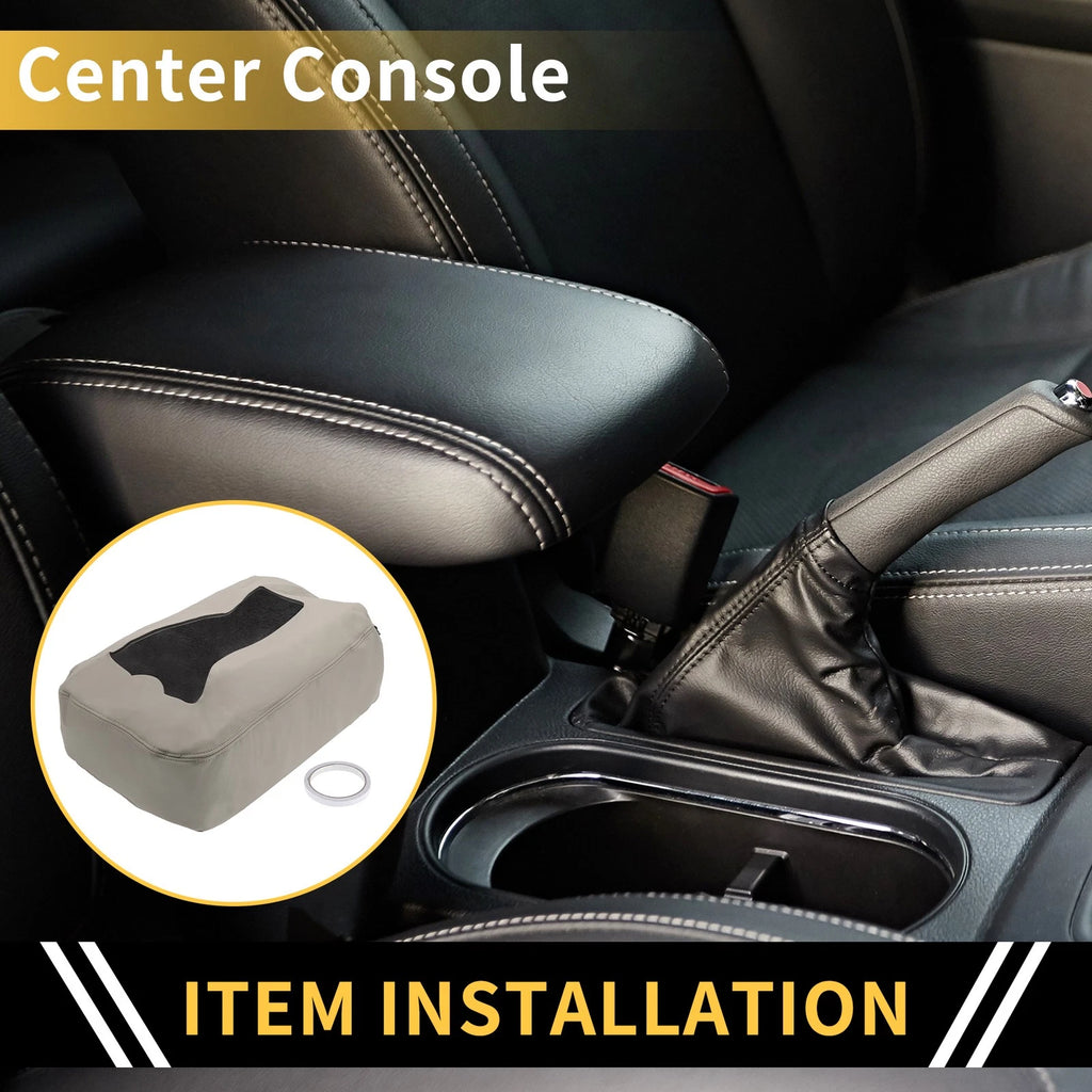Center Console Cover for Chevrolet Silverado Microfiber Leather Zipper Grey (2014–2020)