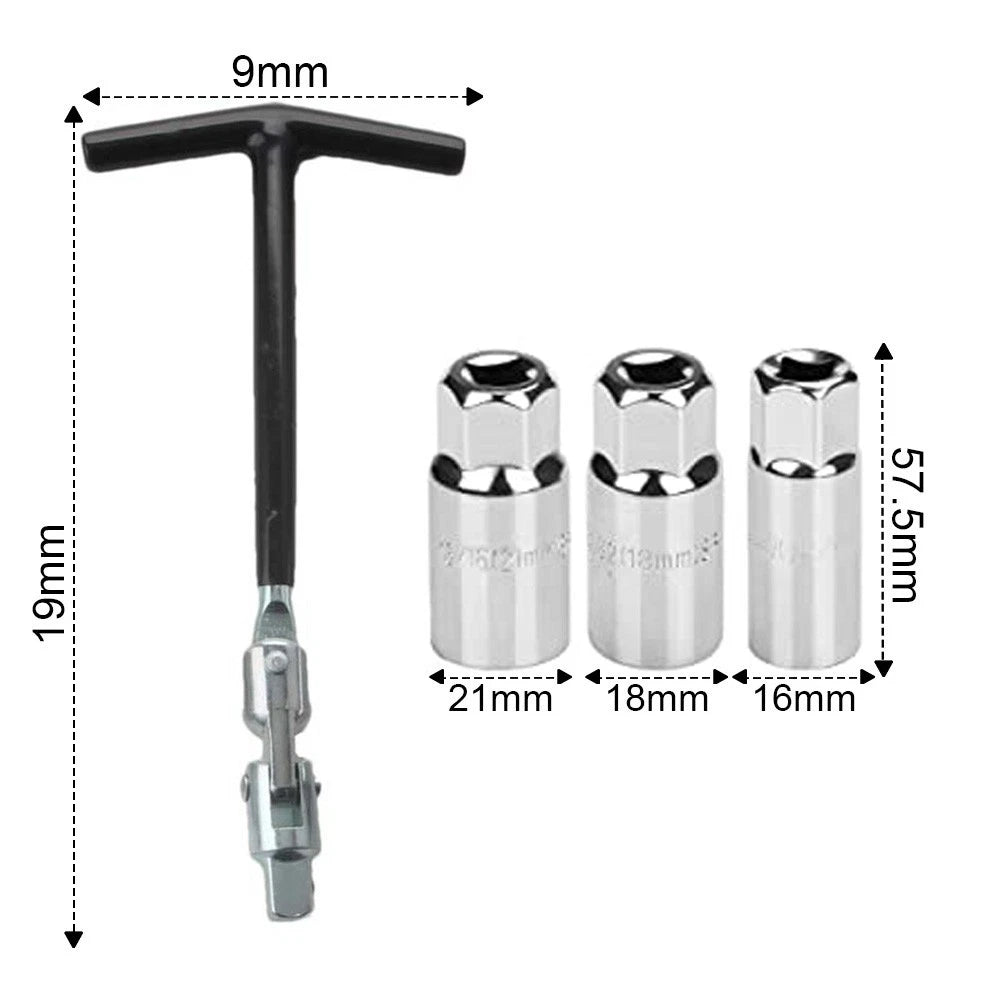 Responsive T Handle Spark Socket Wrench Set 16mm 18mm 21mm for Vehicle Care