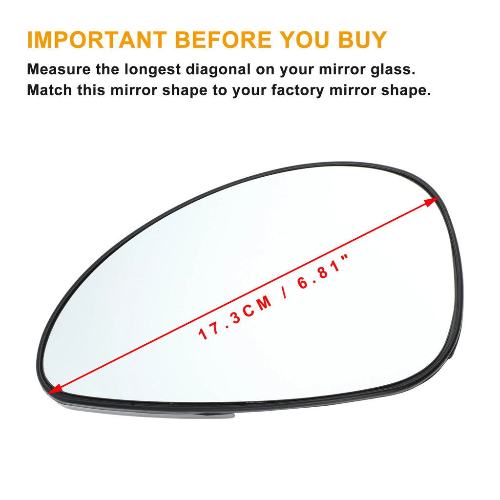 Left Side White Mirror Glass w/ Back for Citroen C4 (2004–2009)