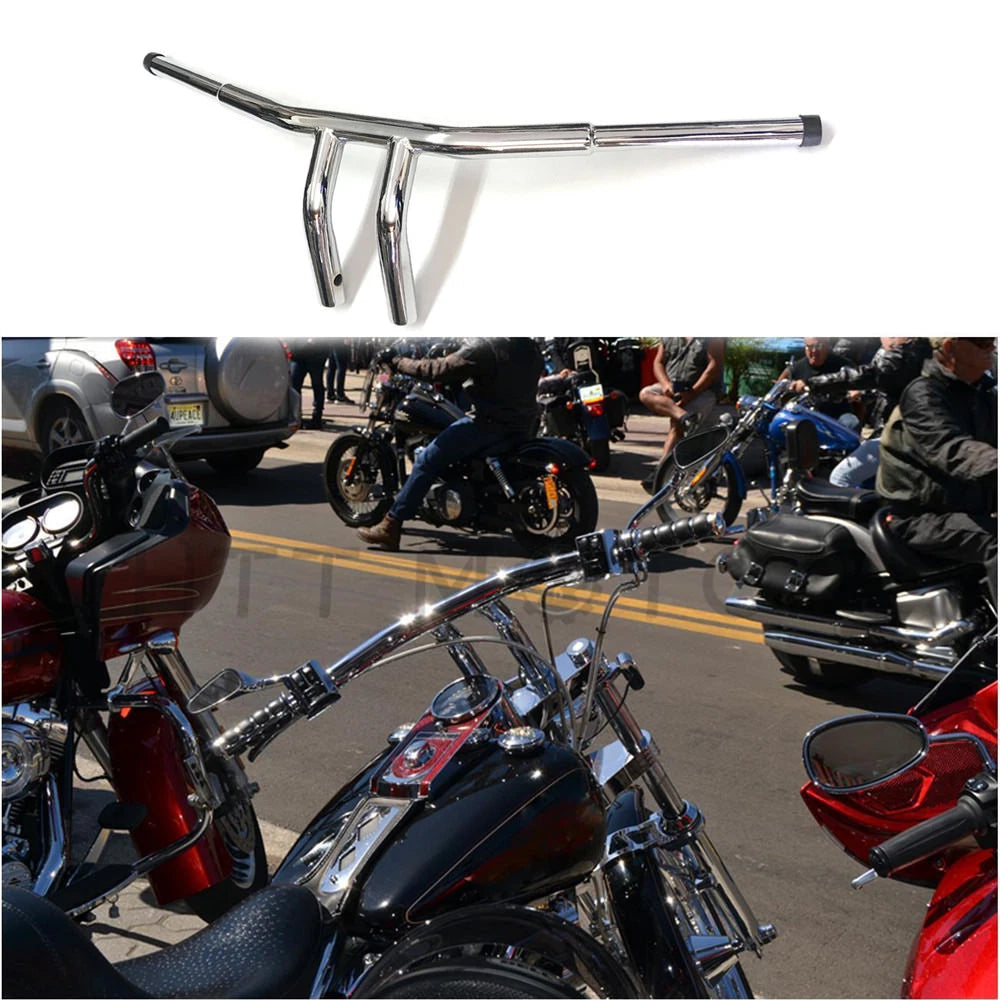 1-1/4" Flat Chrome 6" T-Bar Handlebars for Harley FLD (2012–2016) FXDB (2006–2017)