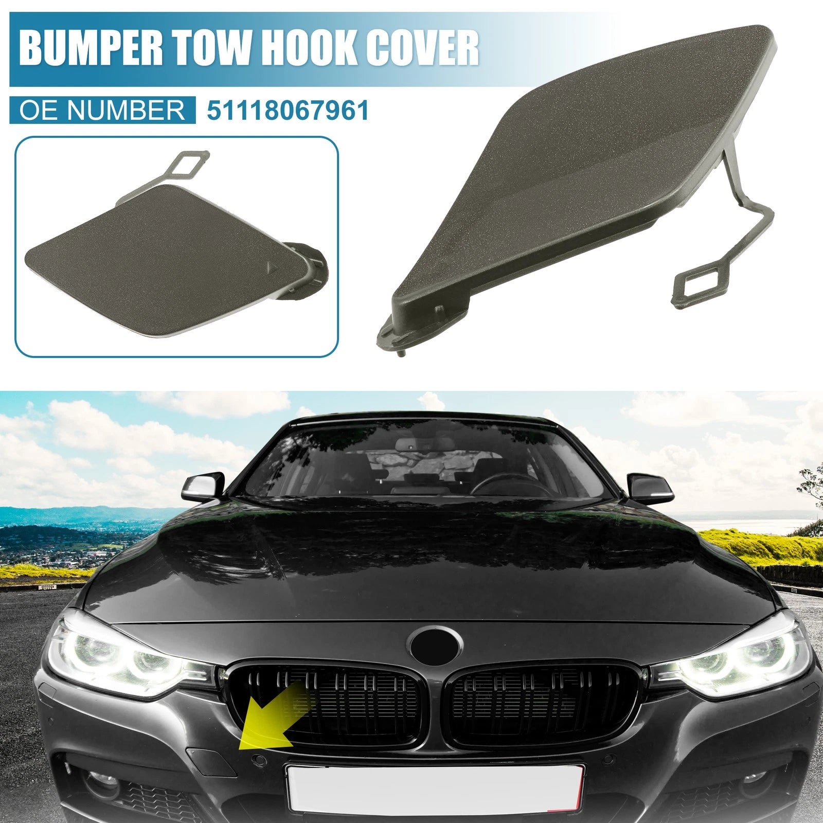Front Bumper Tow Hook Cover Replacement for BMW 320i (2013–2018)