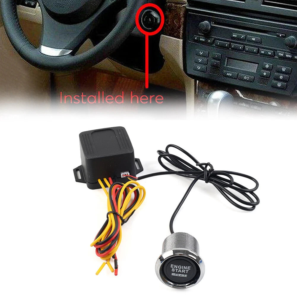 12V Push Button Ignition Starter Switch with Blue LED