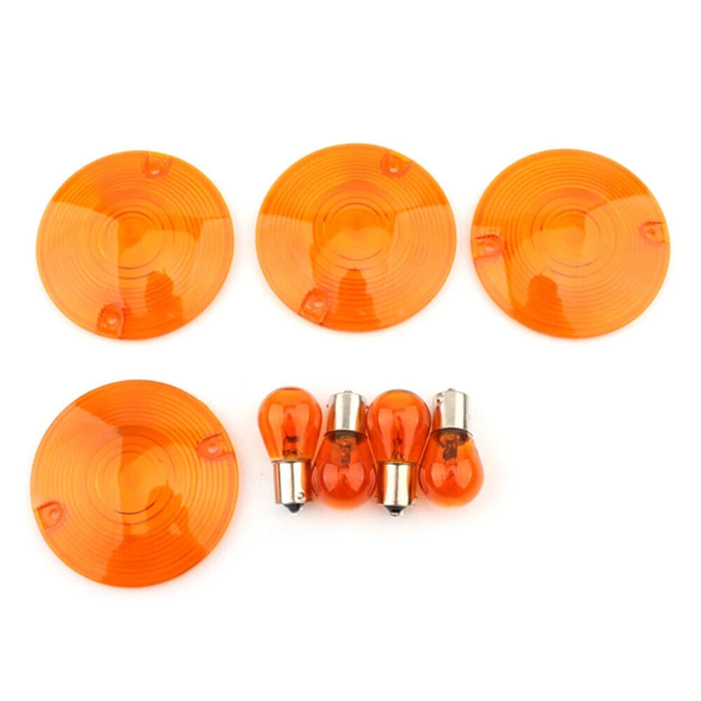 Turn Signal Light Cover Yellow Lens Amber Bulb for Harley Electra Glide