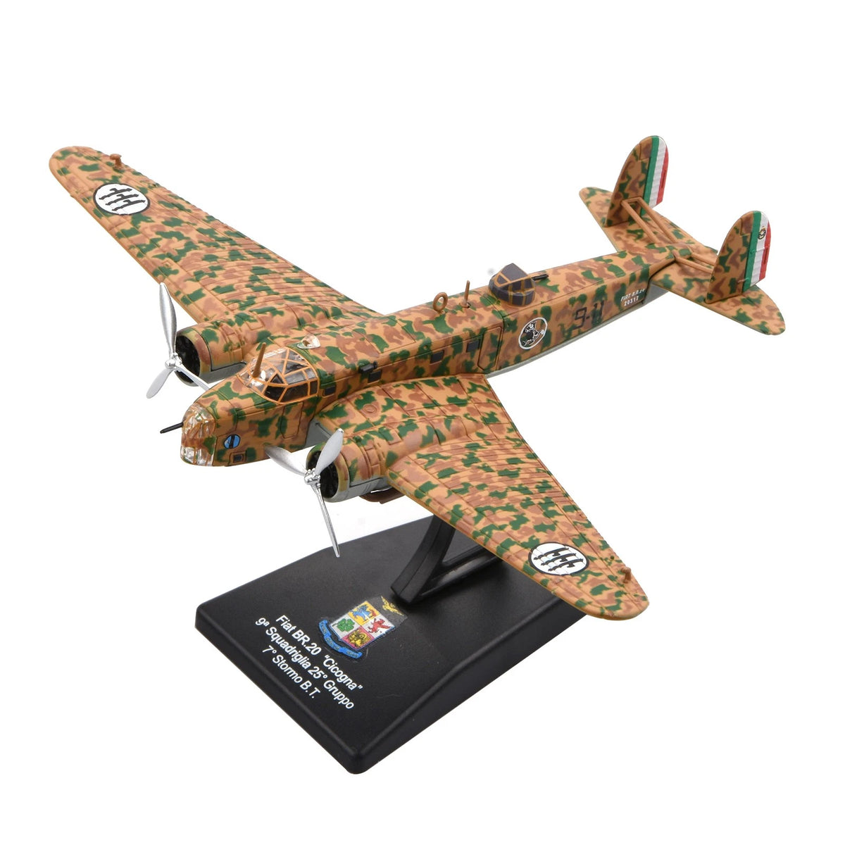 Fiat BR.20 Bomber Model 1:144 Scale Alloy with Stand (WWII Italian Air Force)