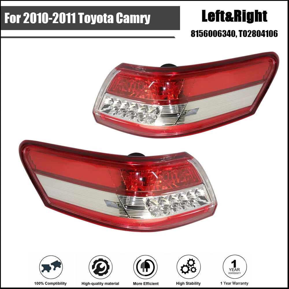 Set of 2 Tail Lights Assembly for Toyota Camry (2010–2011) Clear Lens
