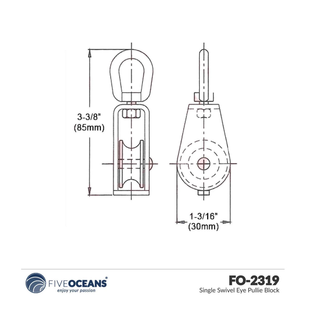 Single Swivel Eye Pulley Block FO2319 for Five Oceans