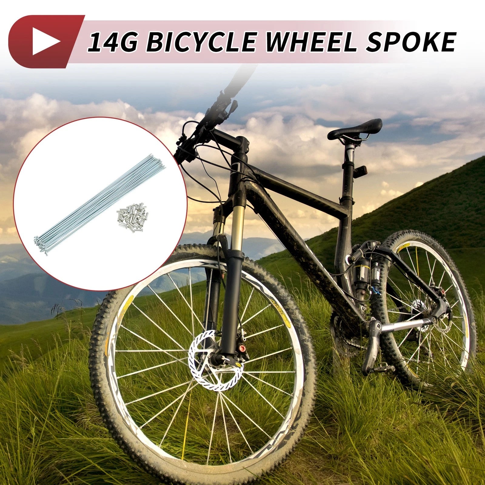 Bicycle Spokes Front 14G 294mm Replacement for Bike Wheels (36-Pack)